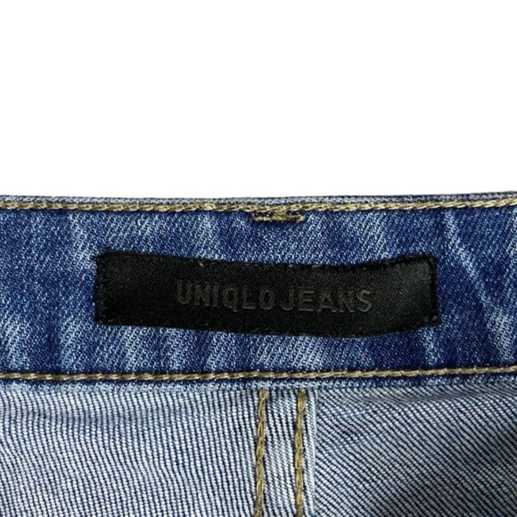 Uniqlo Women's Medium Indigo High Rise Skinny Flare Denim Jeans - Picture 4 of 8